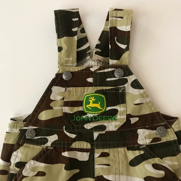 John Deere Baby Boy Camo Shortalls Overalls - Picture 2 of 4